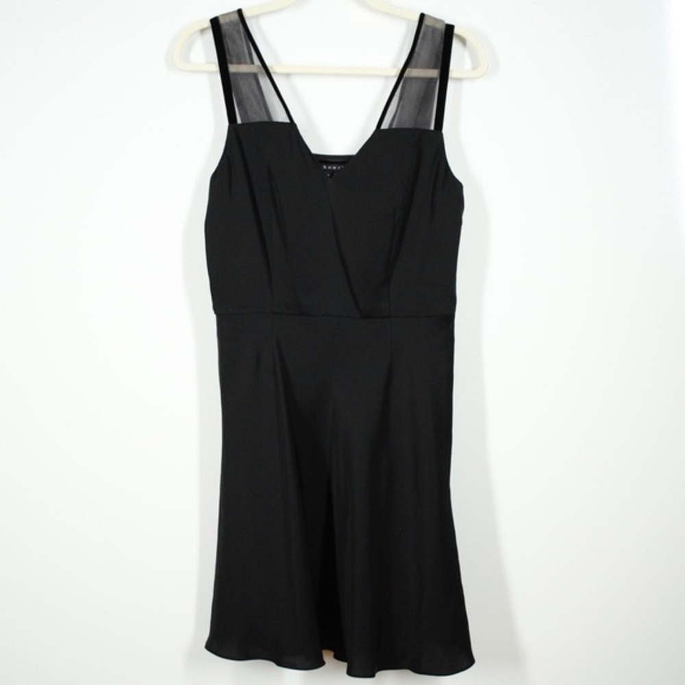 NEW Theory Black Silk Sleeveless V-Neck Mini Dress - Picture 2 of 7